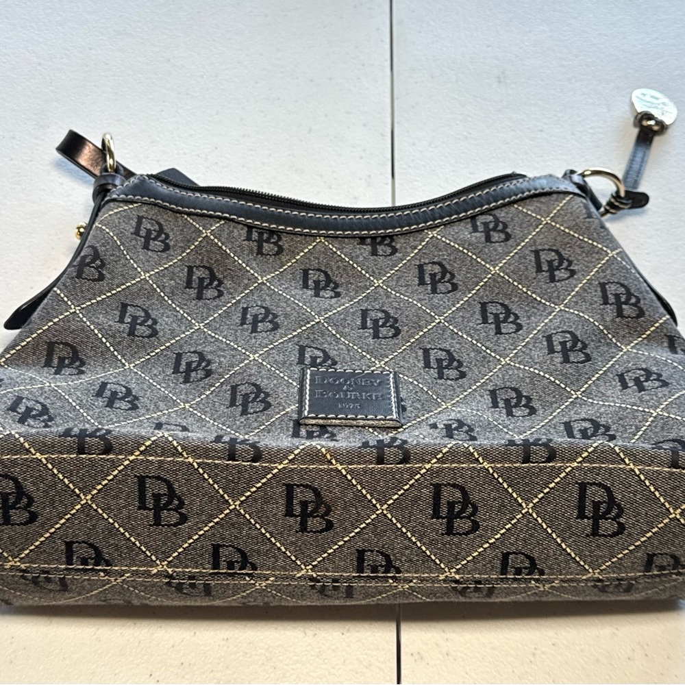 Dooney & Bourke Black/Gray Gretta Slouch “Hobo” shoulder bag w/ matching wallet